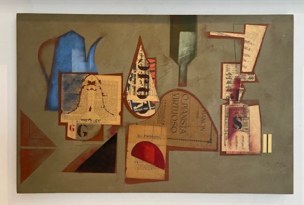 Obra do artista Carlos Scliar, "composição" colagens e vinil encerado, medindo 65 x 100 cm