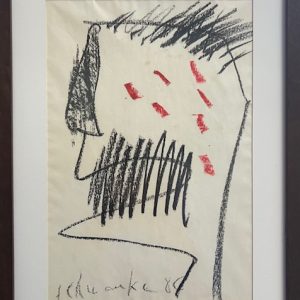 Desenho a Giz de Cera de Luiz Henrique Schwanke, 31 x 21 cm datado de 1986, V
