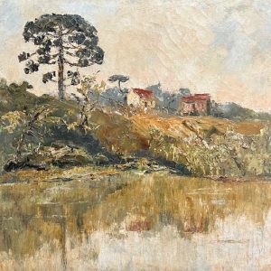 Isolde Hötte, óleo sobre tela, 50 x 60 cm paisagem com pinheiros