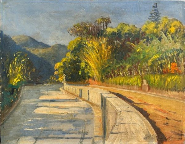 Miguel Bakun, óleo sobre Tela colado em placa, 30 x 40 cm , paisagem em amarelo