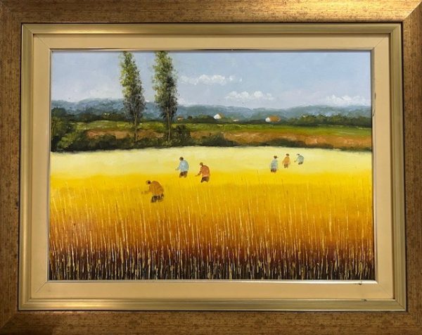 Fernando Ikoma, óleo sobre tela, 50 x 70 cm , paisagem com trigal