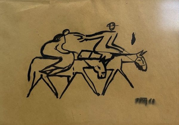 Poty Lazzarotto, desenho a nanquim , 20 x 28 cm , cavalo