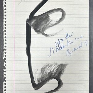 Luiz Henrique Schwanke, desenho em giz de cera, datado 1985, 29 x 19 cm