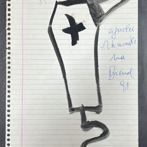 Luiz Henrique Schwanke, desenho em giz de cera, datado 1985, 29 x 19 cm n°3