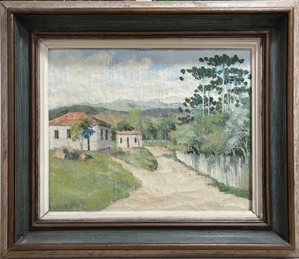 Guilherme Matter, óleo sobre tela , 40 x 50 cm, Paisagem com pinheiros