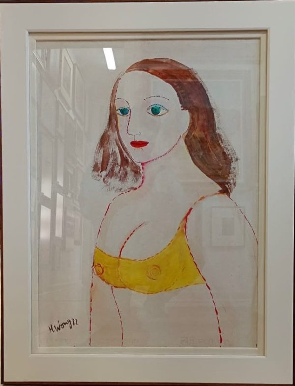 Helena Wong, técnica mista sobre cartão sobre eucatex, 70 x 50 cm, Zita Mulher , obra participou do XXXV salão de artes plásticas de Pernambuco, reproduzida no livro Helena Wong , Trajetória de Uma Paixão à pagina 82