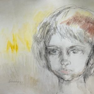 Helena Wong, Figura, desenho a nanquim aquarelado, 50 x 70 cm , datado 1965