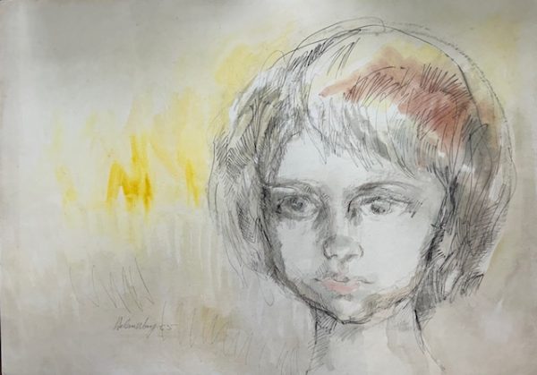 Helena Wong, Figura, desenho a nanquim aquarelado, 50 x 70 cm , datado 1965
