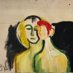 Helena Wong, Figuras, óleo sobre tela, 30 x 40 cm, datado 1977