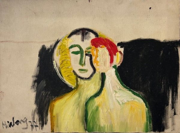 Helena Wong, Figuras, óleo sobre tela, 30 x 40 cm, datado 1977