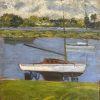 Miguel Bakun, Paisagem com Barco, óleo sobre juta sobre placa, 33,5 x 28 cm