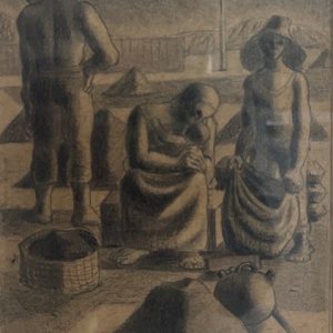 Loio Pérsio, desenho a grafite, 24 x 18 cm , Estudo para Mural os Plantadores de Café, 1951