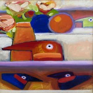 Rogério Dias, acrílica sobre tela, 40 x 40 cm , datado 1999, composição