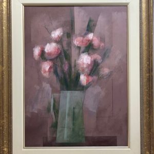 Carlos Scliar, Vinil encerado e colagens sobre Placa, dimensões 75 x 55 cm "flores"