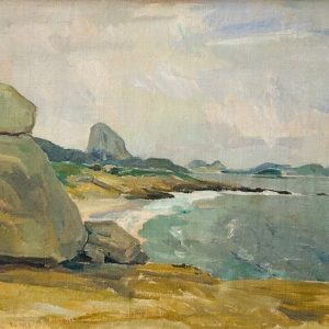 Theodoro de Bona, óleo sobre tela, 60 x 73 cm , datado 1963, rio de Janeiro, pão de açúcar ao fundo